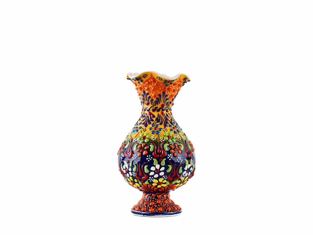 15 cm Turkish Ceramic Vase Dantel Yellow Dark Blue Ceramic Sydney Grand Bazaar 