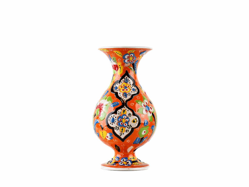 15 cm Turkish Vase Flower Orange Design 7 Ceramic Sydney Grand Bazaar 