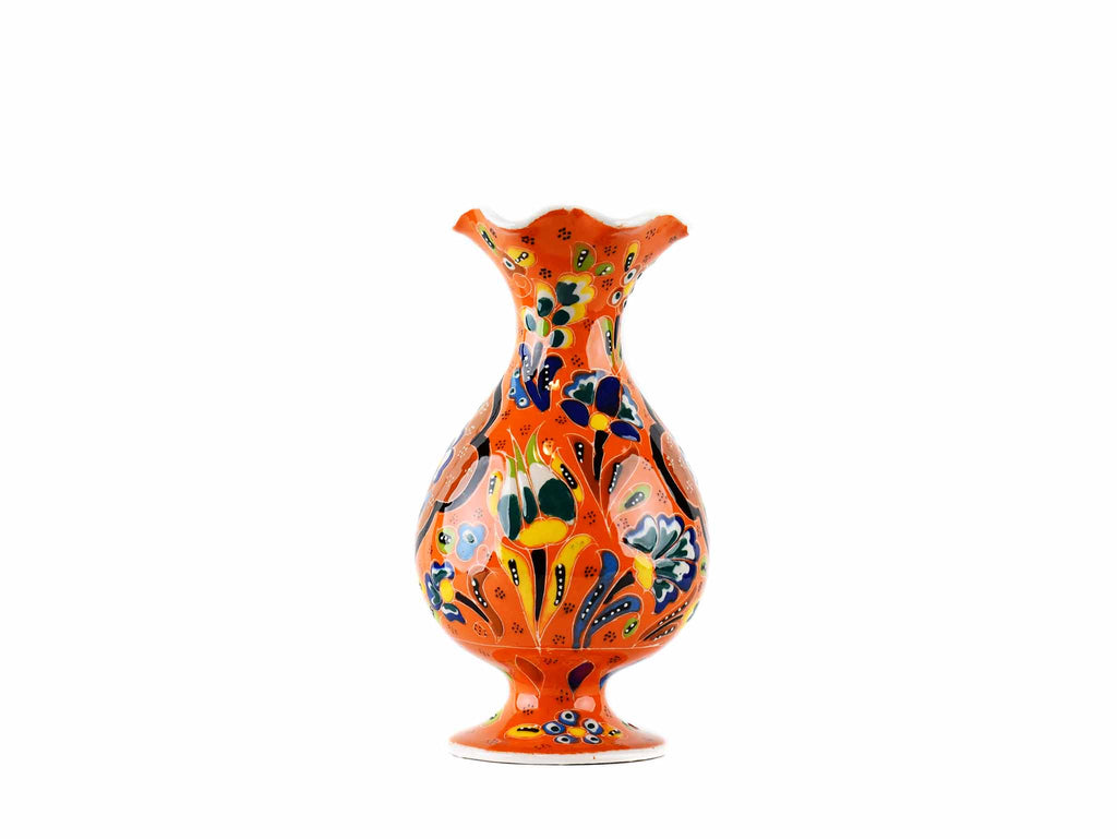 15 cm Turkish Vase Flower Orange Design 8 Ceramic Sydney Grand Bazaar 