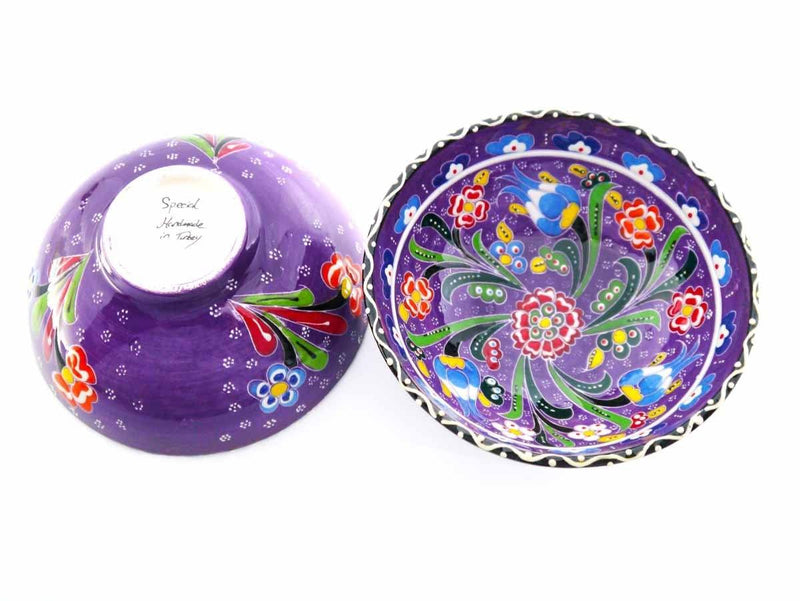 Turkish ceramic bowls purple colour back and front