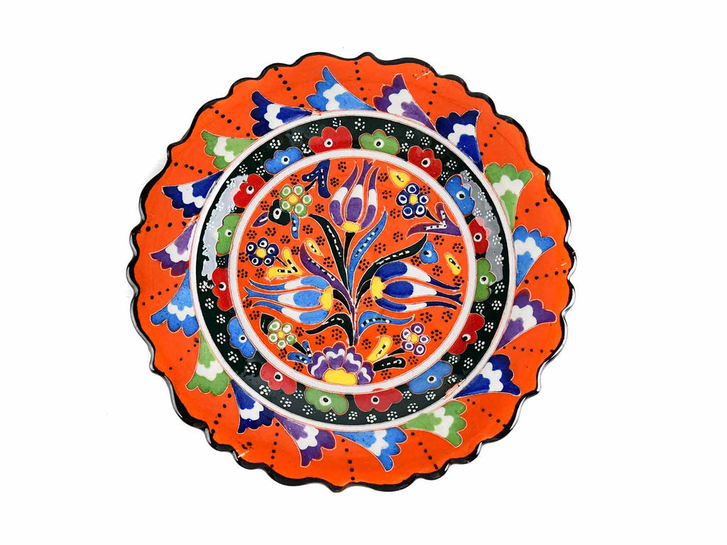 18 cm Turkish Plate Flower Collection Orange Ceramic Sydney Grand Bazaar 1 