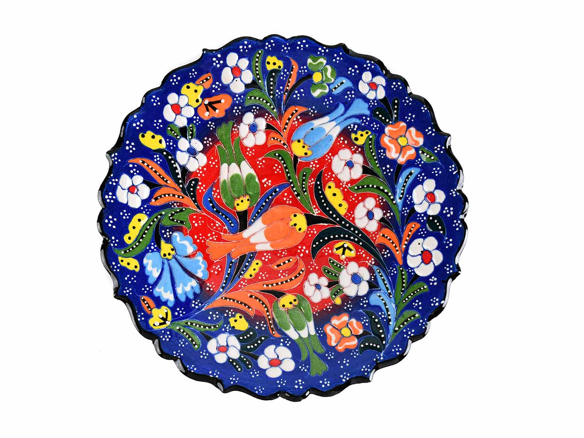 18 cm Turkish Plate Flower Collection Two Tone Blue Ceramic Sydney Grand Bazaar 3 