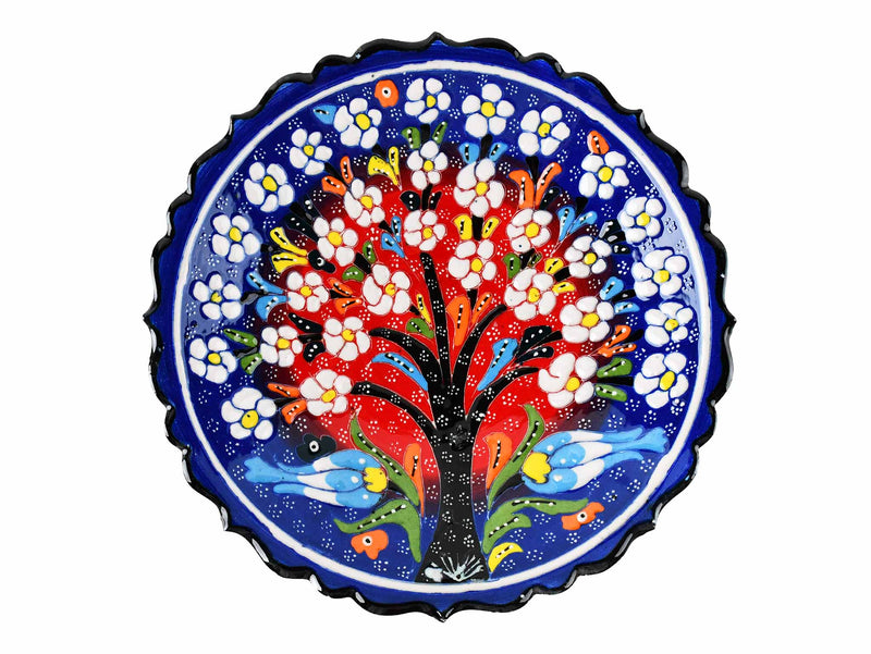 18 cm Turkish Plate Flower Collection Two Tone Blue Ceramic Sydney Grand Bazaar 4 