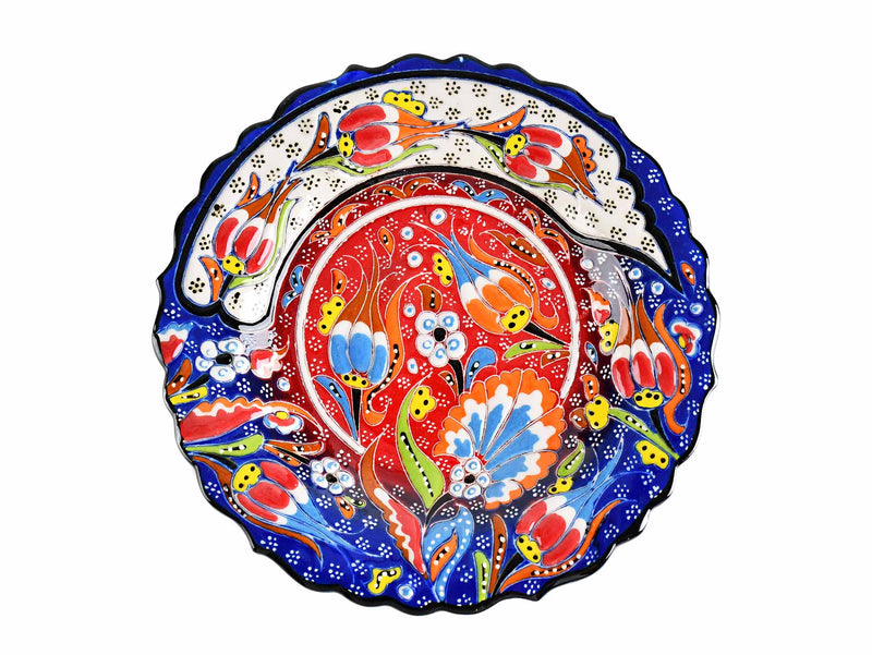18 cm Turkish Plate Flower Collection Two Tone Blue Ceramic Sydney Grand Bazaar 8 