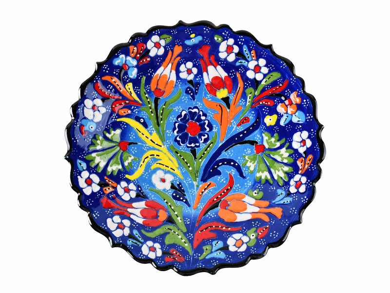 18 cm Turkish Plate Flower Collection Two Tone Blue Ceramic Sydney Grand Bazaar 2 