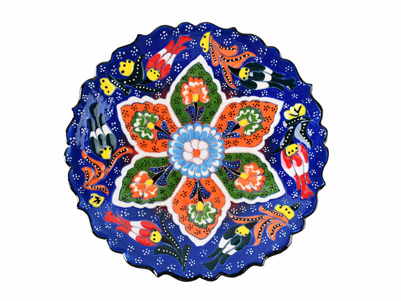 18 cm Turkish Plate Flower Collection Two Tone Blue Ceramic Sydney Grand Bazaar 5 