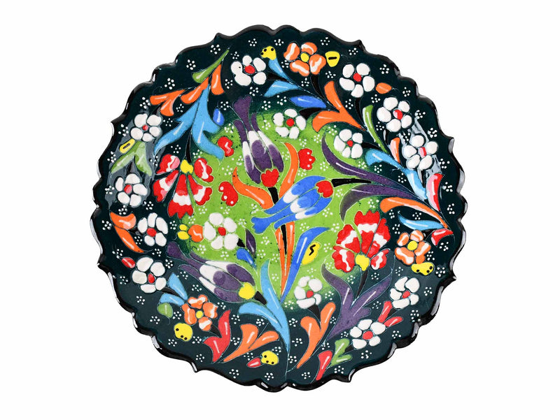 18 cm Turkish Plate Flower Collection Two Tone Green Ceramic Sydney Grand Bazaar 3 