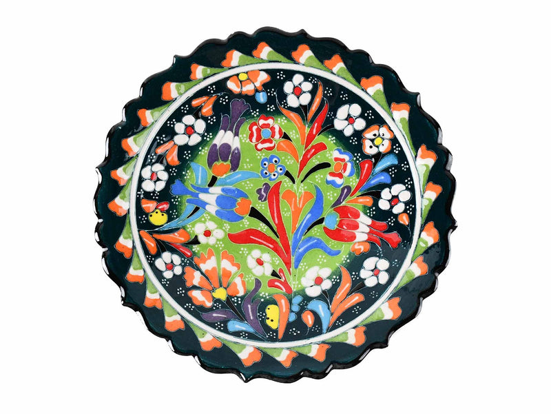 18 cm Turkish Plate Flower Collection Two Tone Green Ceramic Sydney Grand Bazaar 7 