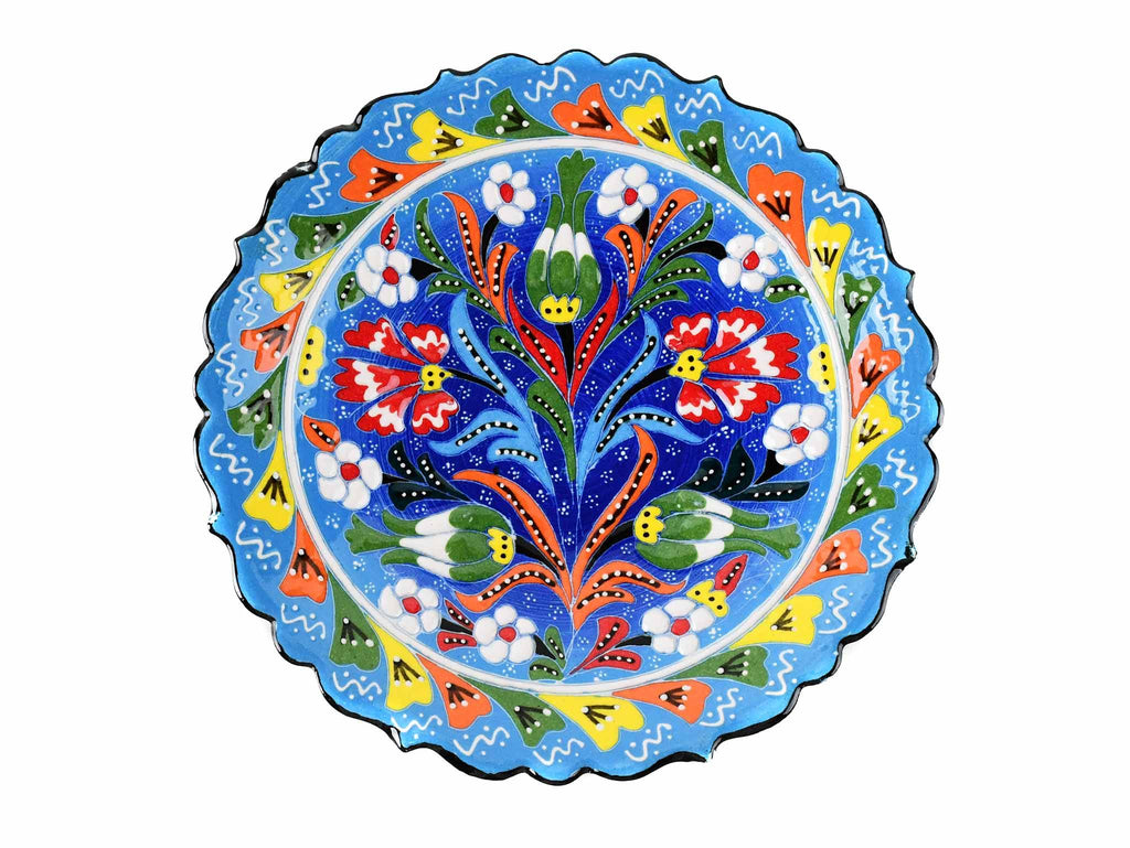 18 cm Turkish Plate Flower Collection Two Tone Light Blue Ceramic Sydney Grand Bazaar 1 