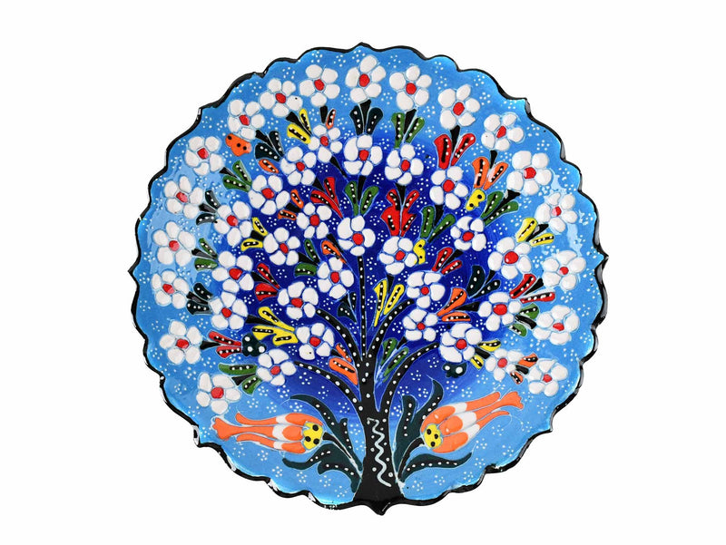 18 cm Turkish Plate Flower Collection Two Tone Light Blue Ceramic Sydney Grand Bazaar 3 