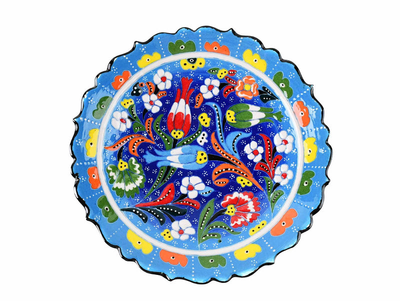 18 cm Turkish Plate Flower Collection Two Tone Light Blue Ceramic Sydney Grand Bazaar 2 