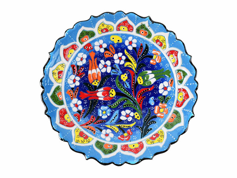 18 cm Turkish Plate Flower Collection Two Tone Light Blue Ceramic Sydney Grand Bazaar 7 
