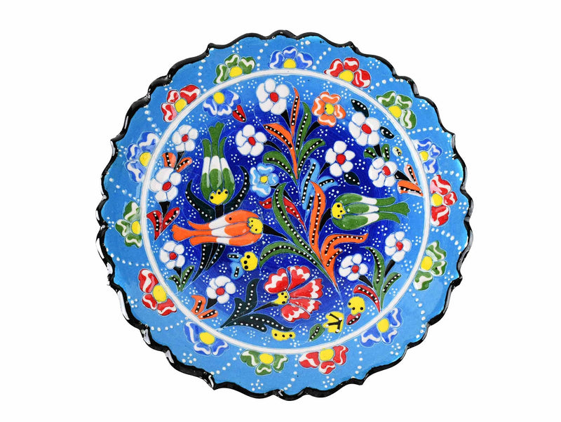 18 cm Turkish Plate Flower Collection Two Tone Light Blue Ceramic Sydney Grand Bazaar 8 