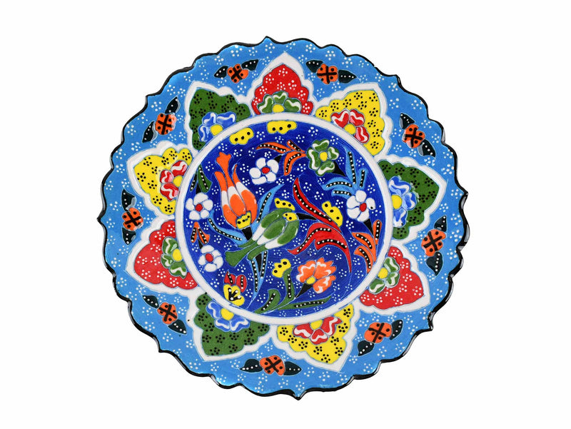 18 cm Turkish Plate Flower Collection Two Tone Light Blue Ceramic Sydney Grand Bazaar 6 
