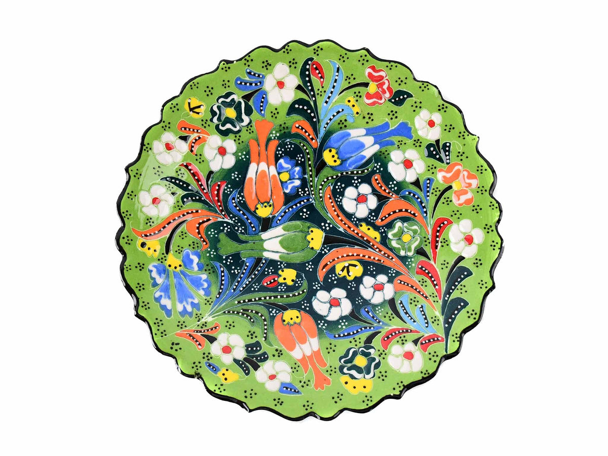 18 cm Turkish Plate Flower Collection Two Tone Light Green Ceramic Sydney Grand Bazaar 6 