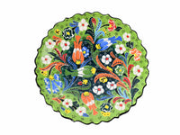 18 cm Turkish Plate Flower Collection Two Tone Light Green Ceramic Sydney Grand Bazaar 6 