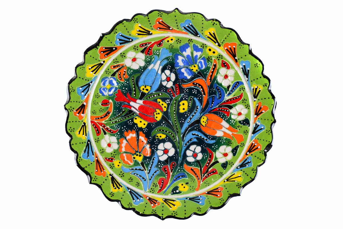 18 cm Turkish Plate Flower Collection Two Tone Light Green Ceramic Sydney Grand Bazaar 8 