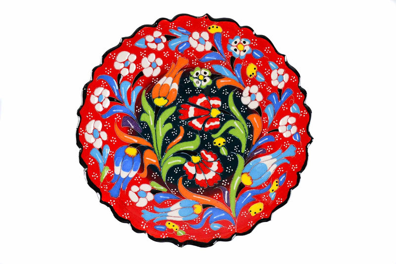 18 cm Turkish Plate Flower Collection Two Tone Red Ceramic Sydney Grand Bazaar 4 