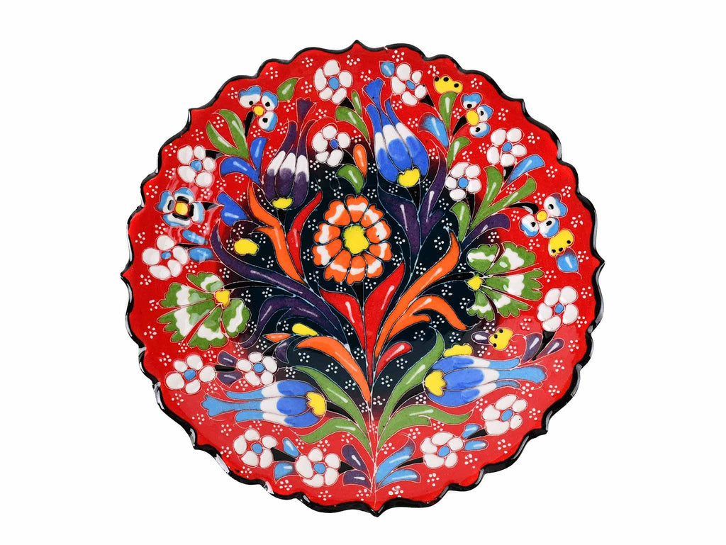 18 cm Turkish Plate Flower Collection Two Tone Red Ceramic Sydney Grand Bazaar 1 