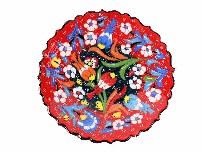 18 cm Turkish Plate Flower Collection Two Tone Red Ceramic Sydney Grand Bazaar 16 