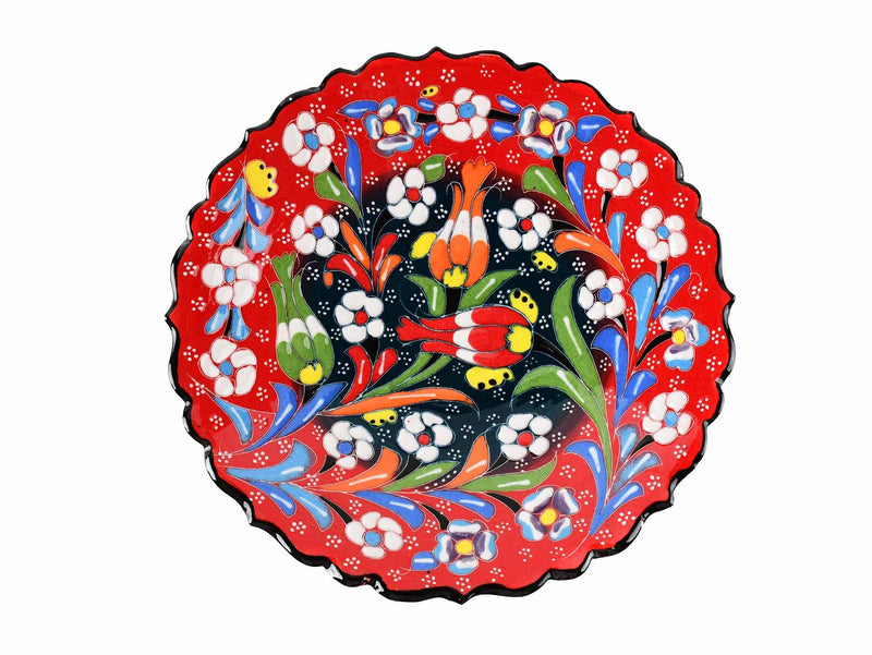 18 cm Turkish Plate Flower Collection Two Tone Red Ceramic Sydney Grand Bazaar 12 