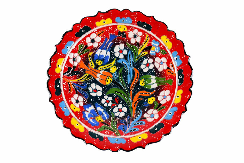 18 cm Turkish Plate Flower Collection Two Tone Red Ceramic Sydney Grand Bazaar 3 