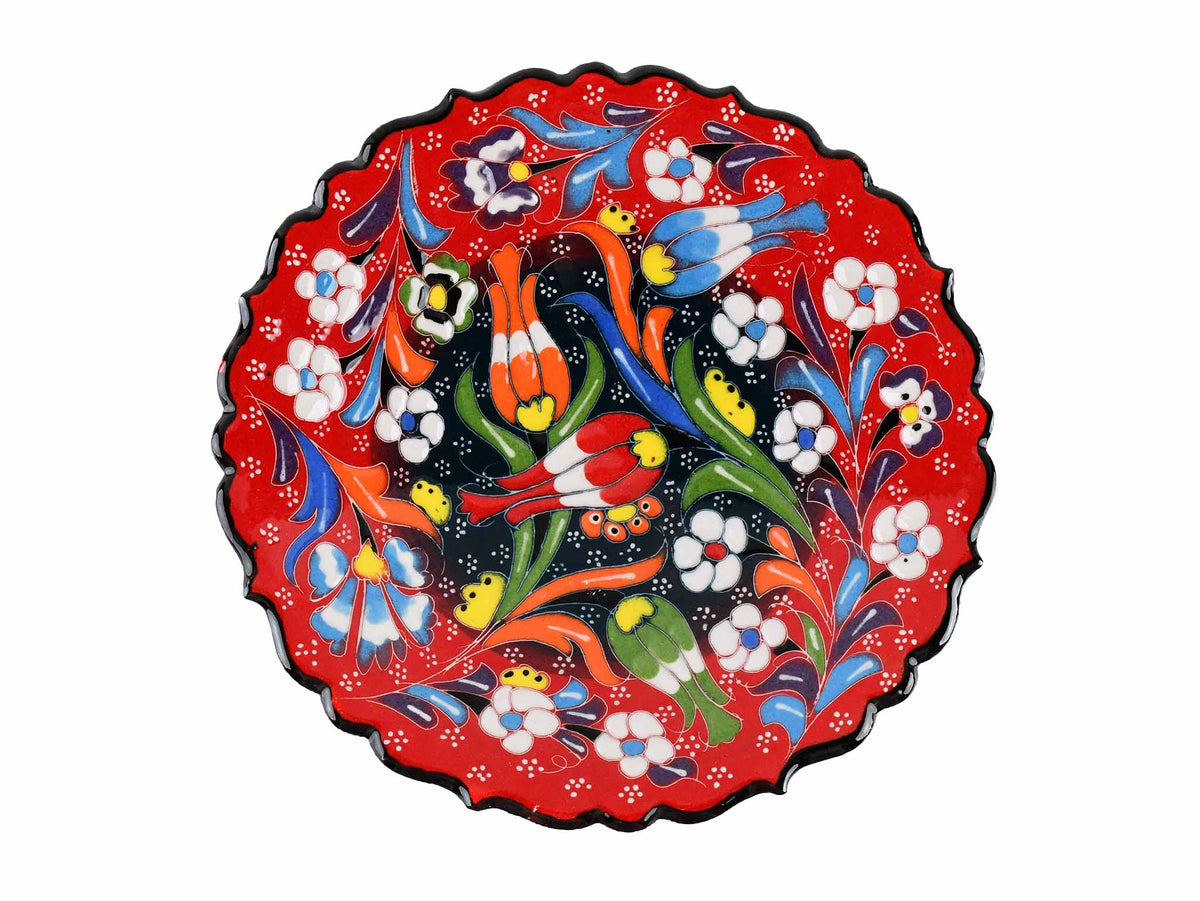 18 cm Turkish Plate Flower Collection Two Tone Red Ceramic Sydney Grand Bazaar 2 