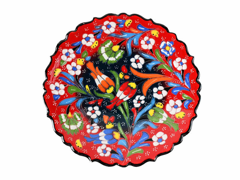 18 cm Turkish Plate Flower Collection Two Tone Red Ceramic Sydney Grand Bazaar 15 
