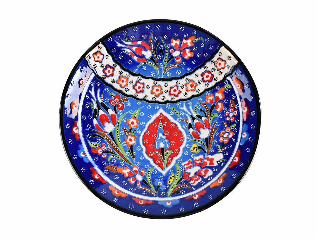 18 cm Turkish Plate Flower Round Shaped Blue Ceramic Sydney Grand Bazaar 1 