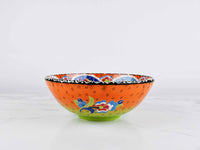 20 cm Turkish Bowl Flower Orange Light Green Ceramic Sydney Grand Bazaar 