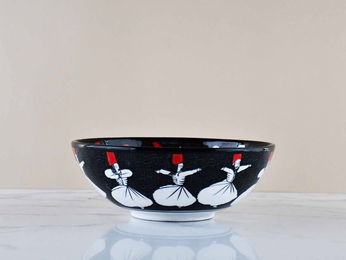 20 cm Turkish Bowls Whirling Dervish Black Ceramic Sydney Grand Bazaar 