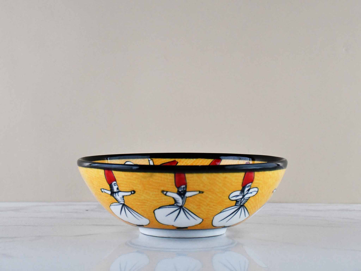 20 cm Turkish Bowls Whirling Dervish Yellow Ceramic Sydney Grand Bazaar 