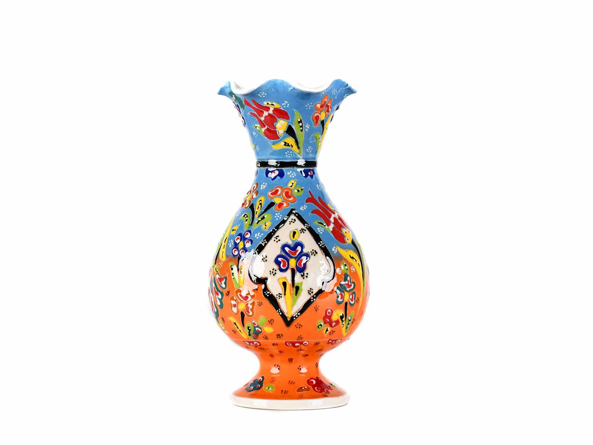 20 cm Turkish Ceramic Vase Flower Blue Orange Ceramic Sydney Grand Bazaar 