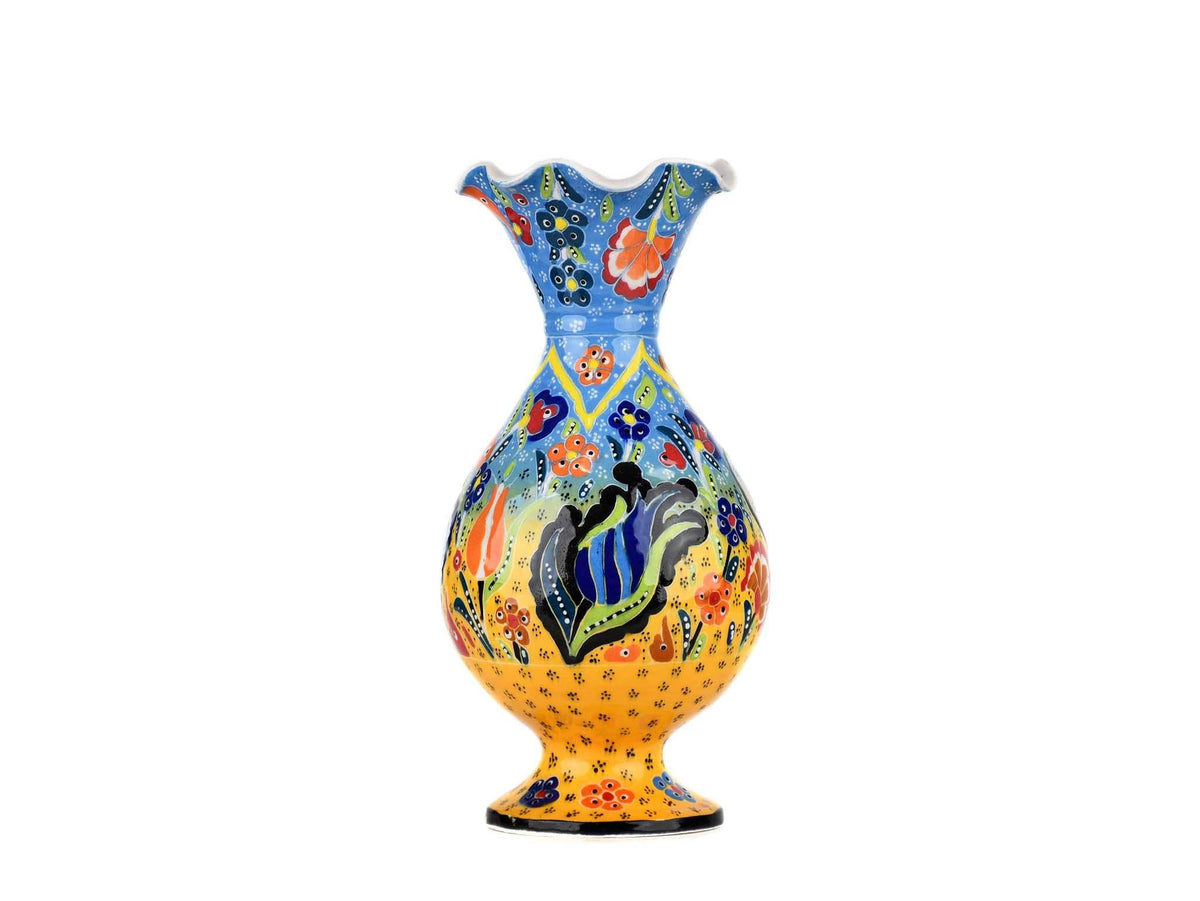 20 cm Turkish Ceramic Vase Flower Light Blue Yellow Ceramic Sydney Grand Bazaar 