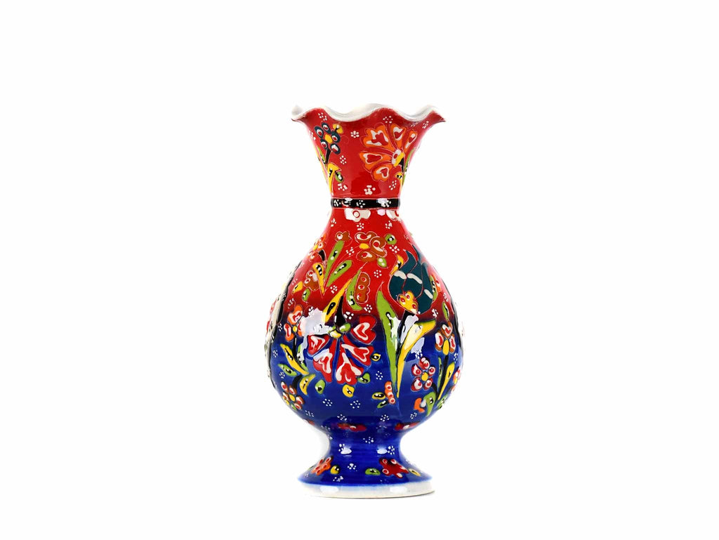 20 cm Turkish Ceramic Vase Flower Red Blue Design 3 Ceramic Sydney Grand Bazaar 