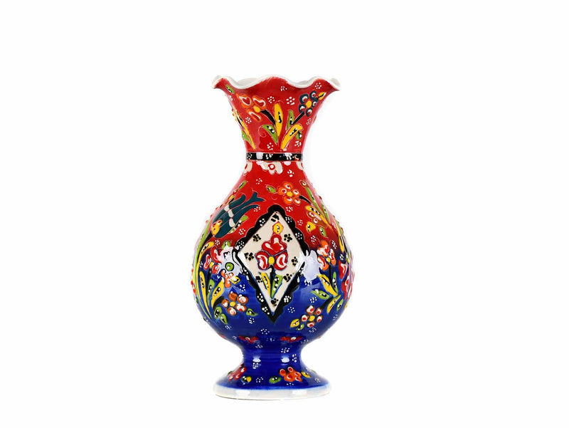 20 cm Turkish Ceramic Vase Flower Red Blue Design 3 Ceramic Sydney Grand Bazaar 