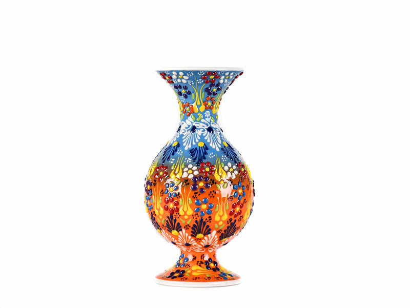 20 cm Turkish Vase Dantel Light Blue Orange Ceramic Sydney Grand Bazaar 