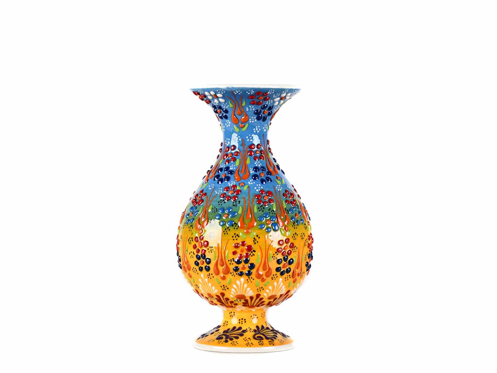 20 cm Turkish Vase Dantel Light Blue Yellow Ceramic Sydney Grand Bazaar 