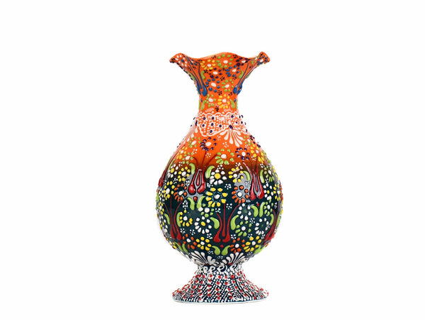 20 cm Turkish Vase Dantel Orange Green Ceramic Sydney Grand Bazaar 