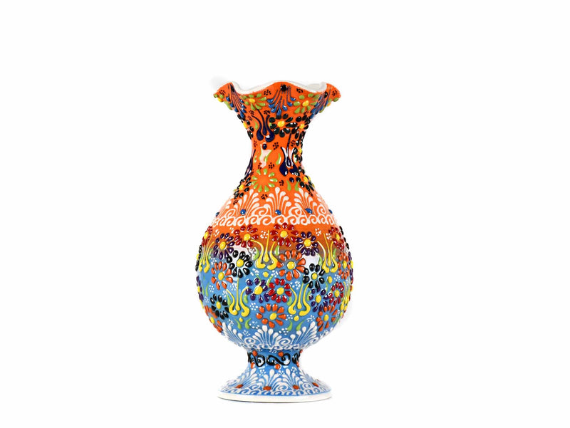 20 cm Turkish Vase Dantel Orange Light Blue Ceramic Sydney Grand Bazaar 