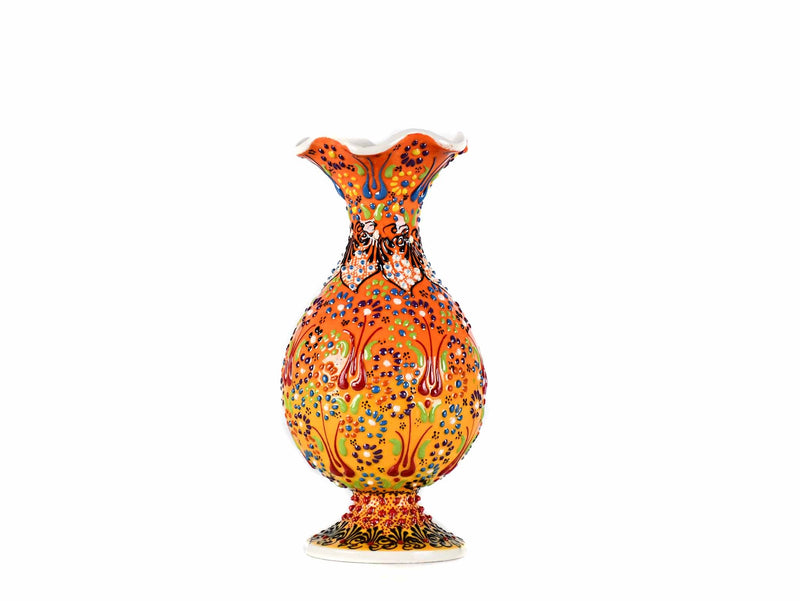 20 cm Turkish Vase Dantel Orange Yellow Ceramic Sydney Grand Bazaar 