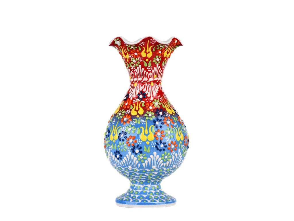 20 cm Turkish Vase Dantel Red Light Blue Ceramic Sydney Grand Bazaar 