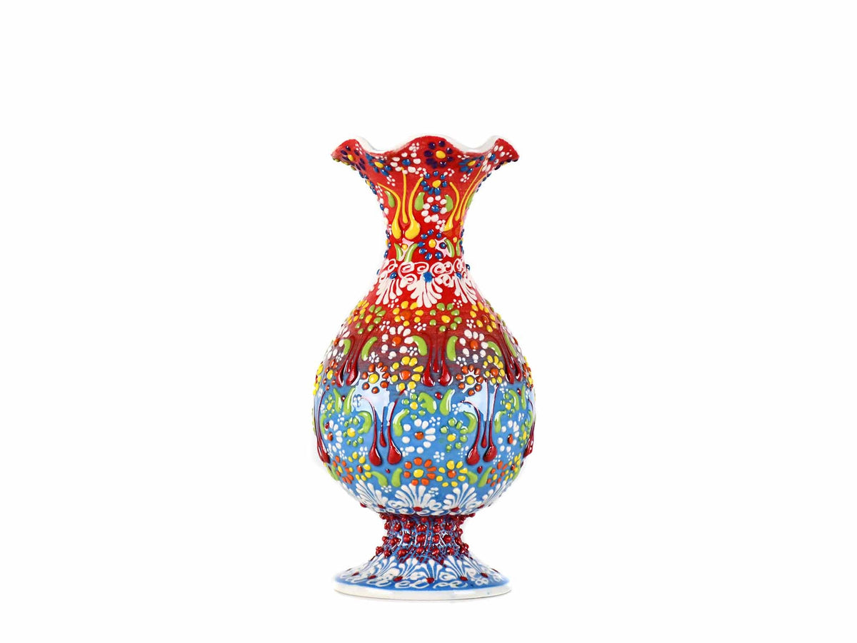 20 cm Turkish Vase Dantel Red Light Blue Design 2 Ceramic Sydney Grand Bazaar 