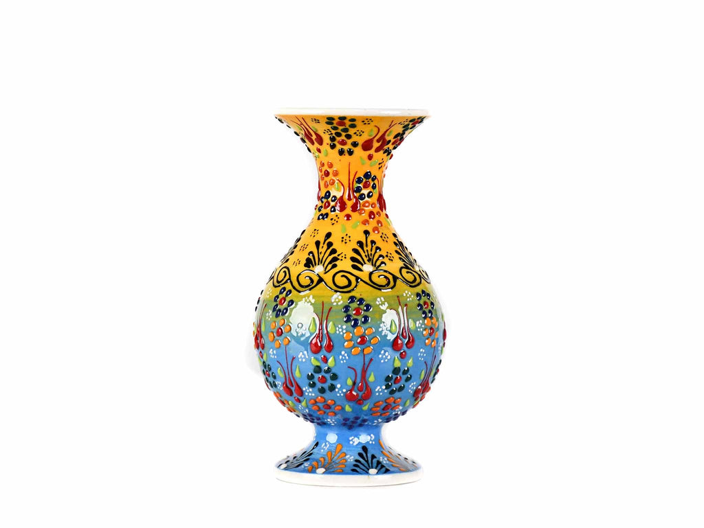 20 cm Turkish Vase Dantel Yellow Light Blue Ceramic Sydney Grand Bazaar 