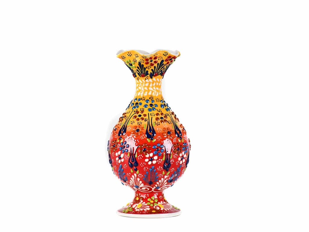20 cm Turkish Vase Dantel Yellow Red Ceramic Sydney Grand Bazaar 