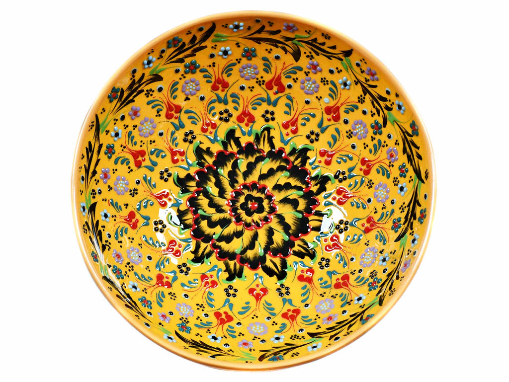 25 cm Turkish Bowl Dantel Collection Yellow Design 3 Ceramic Sydney Grand Bazaar 