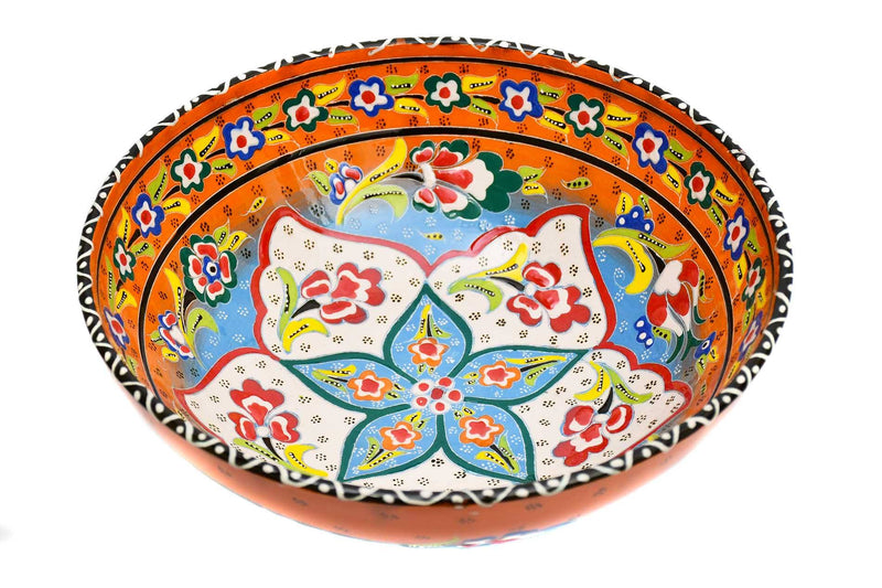 25 cm Turkish Bowls Flower Orange Ceramic Sydney Grand Bazaar 
