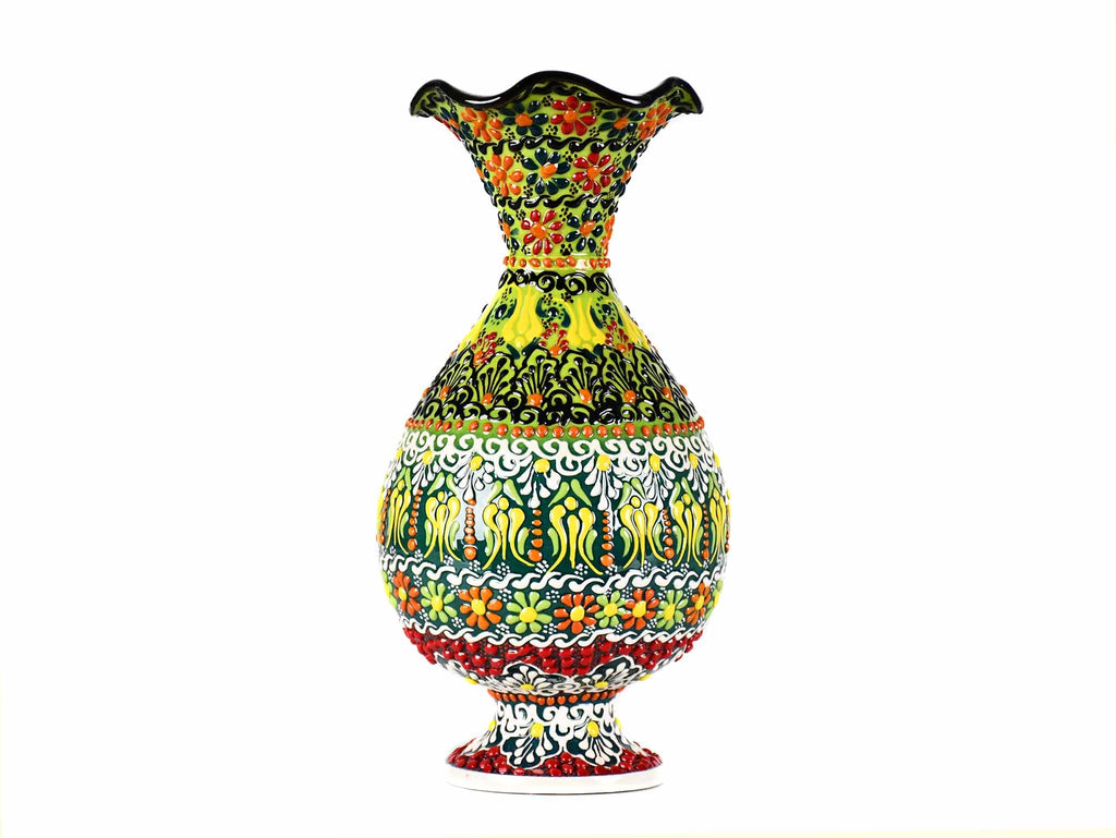 25 cm Turkish Ceramic Vase Dantel Green Ceramic Sydney Grand Bazaar 