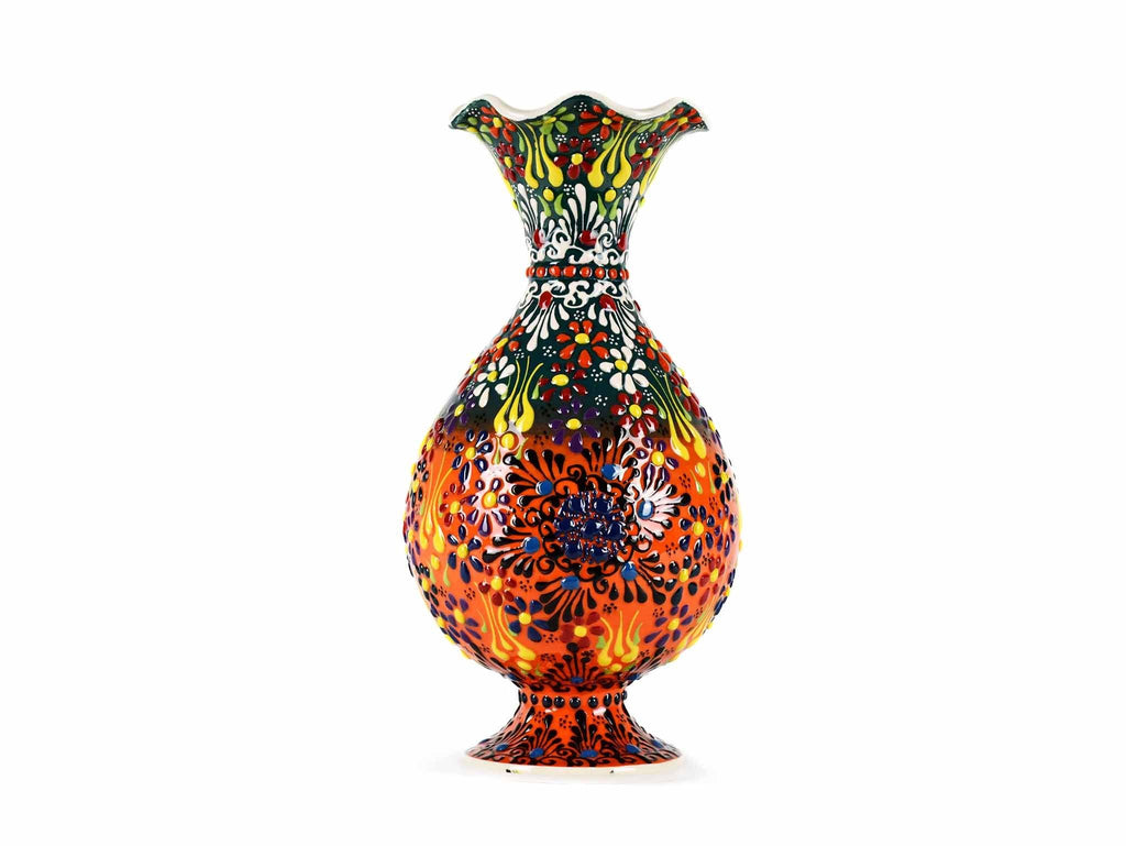 25 cm Turkish Ceramic Vase Dantel Green Orange Ceramic Sydney Grand Bazaar 