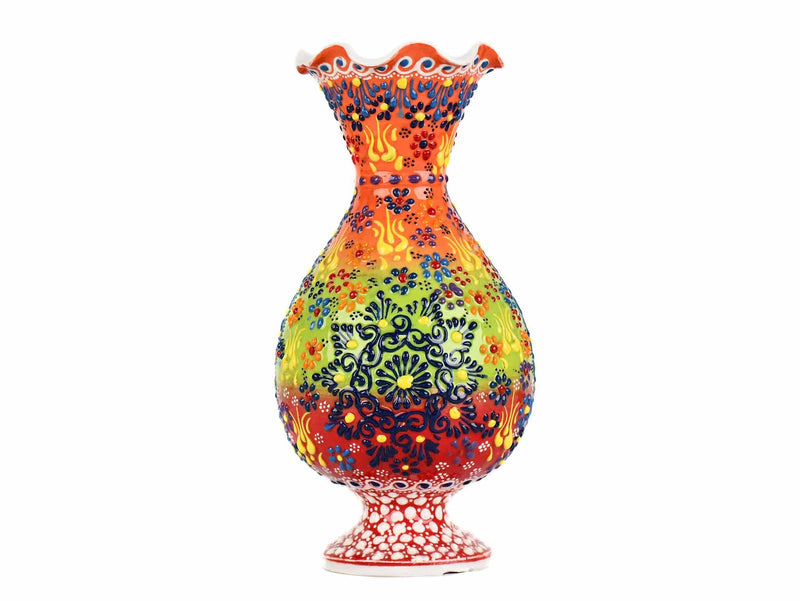 25 cm Turkish Ceramic Vase Dantel Orange Green Ceramic Sydney Grand Bazaar 
